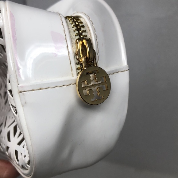 Tory Burch White Laser Cut Make Up Bag - Picture 5 of 12